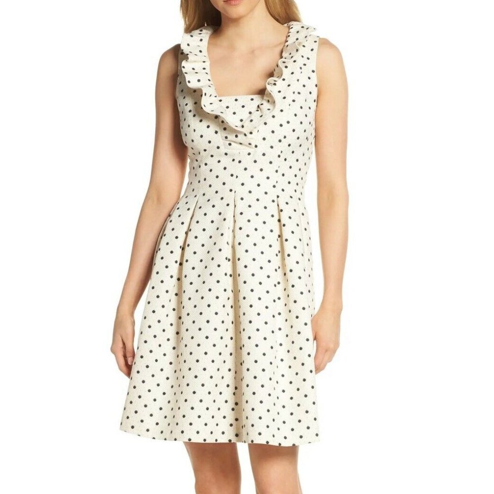 Harper Rose Metallic Polka Dot Fit & Flare Dress - size 6